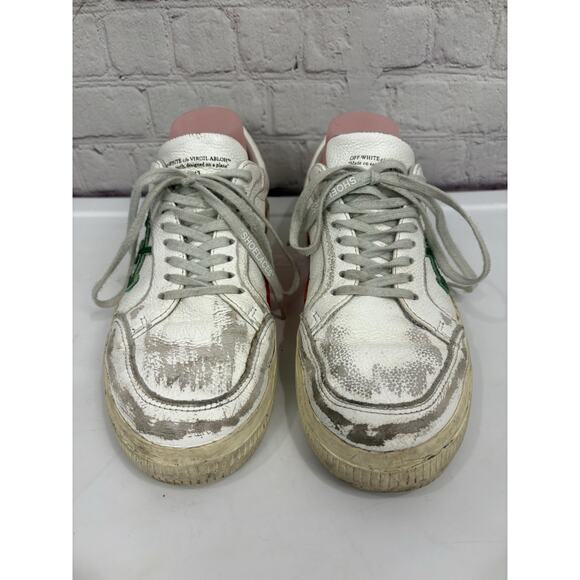 Off White Low Vulcanized Distressed Leather Sneaker White Men\'s Size 41 / US 9 main image 4
